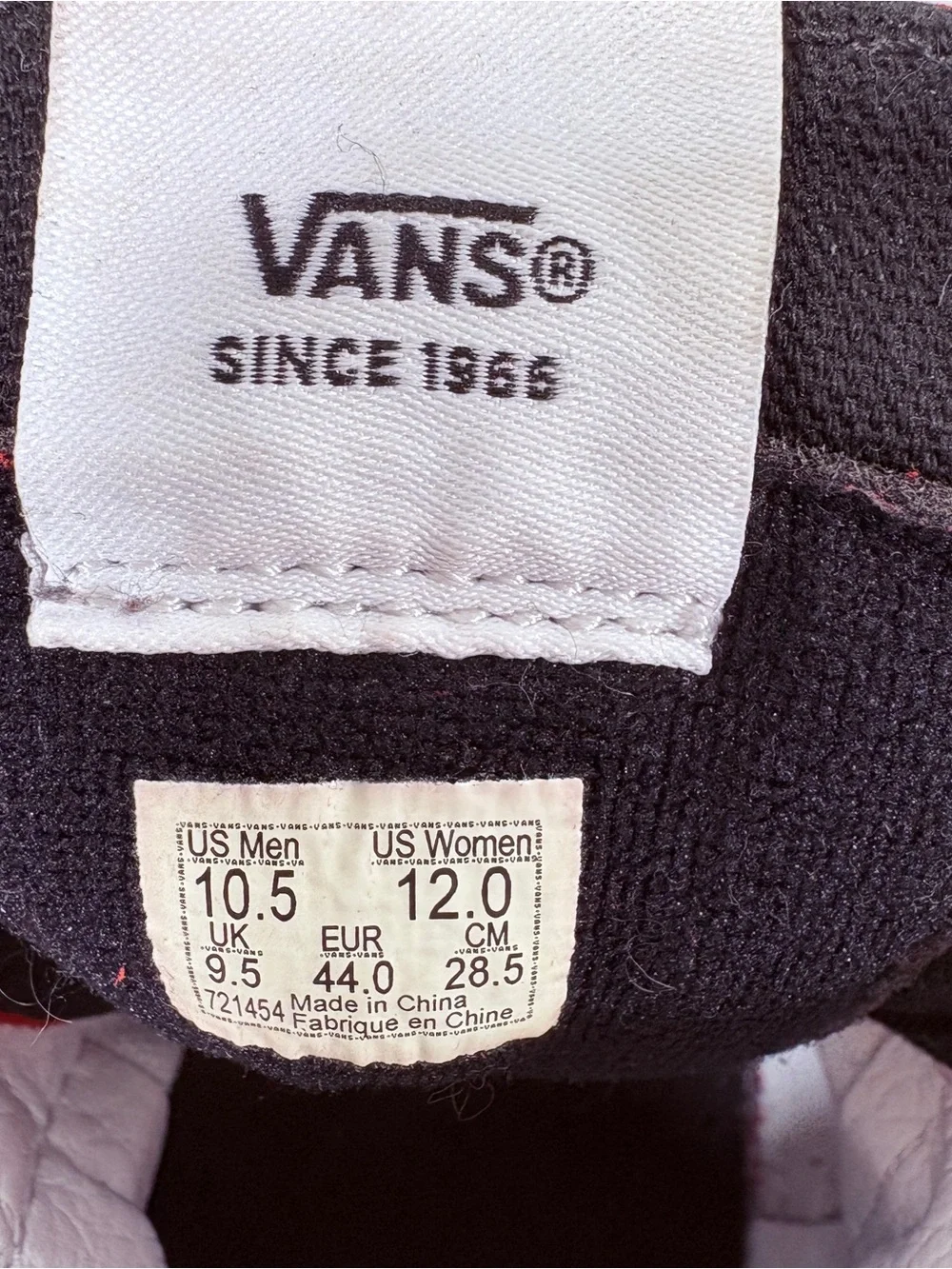 Vans Sk8 Hi Bolt Racing Red Black White Sneakers M-10.5 W-12